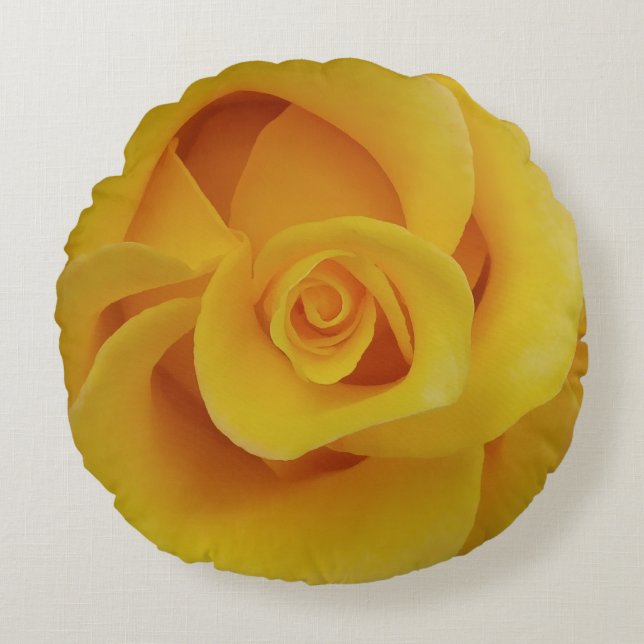Romantic Yellow Rose Petals Round Cushion (Front)