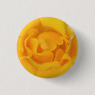 Romantic Yellow Rose Water Drops 3 Cm Round Badge