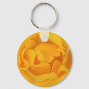Romantic Yellow Rose Water Drops Key Ring