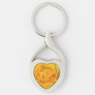 Romantic Yellow Rose Water Drops Key Ring