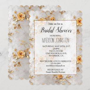 Romantic Yellow Roses Bridal Shower Invitation