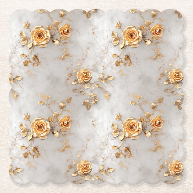 Romantic Yellow Roses Paper Coaster (Front)