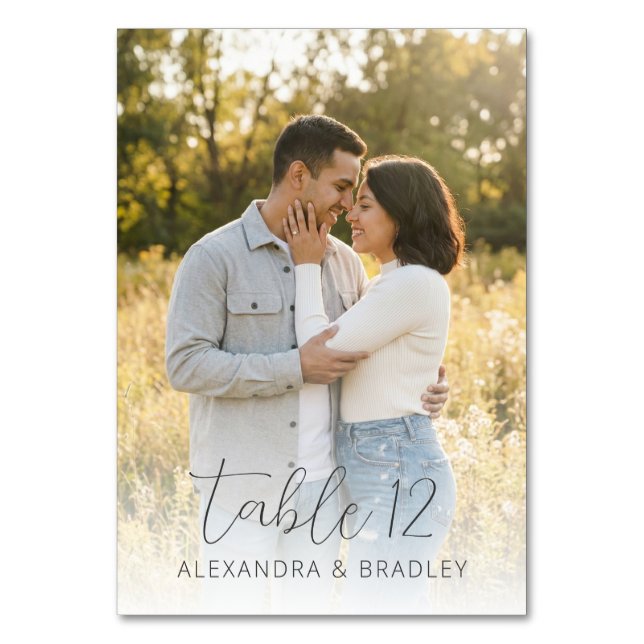 Romantic Yellow Rustic Photo Table Number (Back)