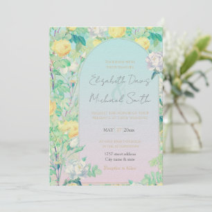 Romantic Yellow White roses floral Design Invitation