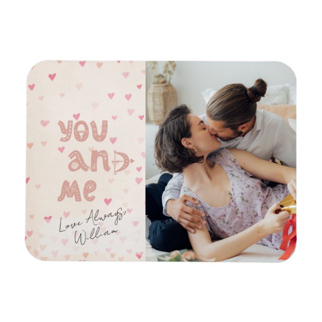 Romantic You And Me Valentine's Day Photo Holiday  Magnet (Horizontal)