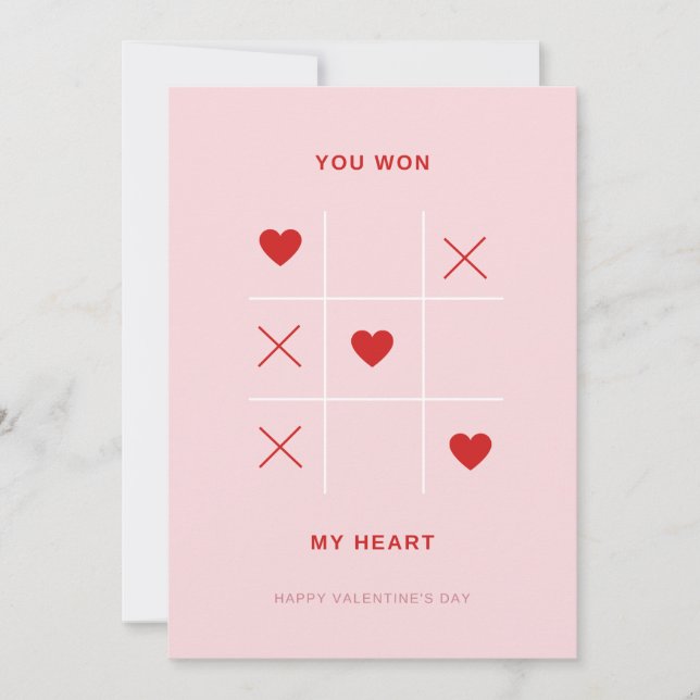 Romantic You Won My Heart Valentine's Day Card (Front)