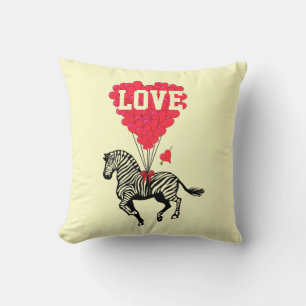 Romantic zebra and love heart cushion