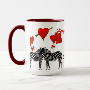 Romantic zebra love heart Valentines Mug