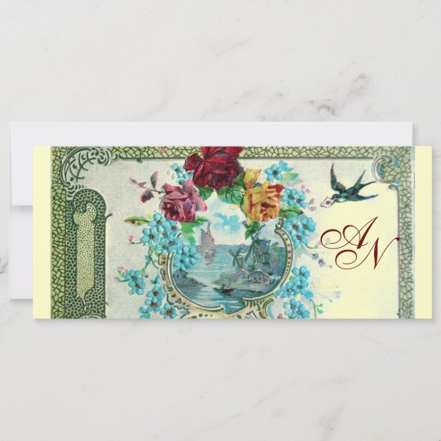 ROMANTİCA 3 MONOGRAM ,blue pink red yellow Announcement (Front)