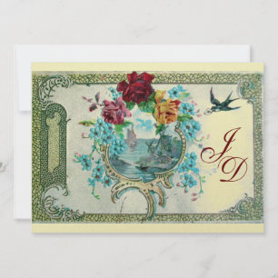 ROMANTİCA 3 MONOGRAM gold metallic paper Invitation