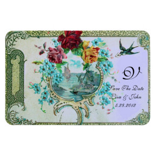 ROMANTİCA  3 MONOGRAM ,Save The Date Magnet