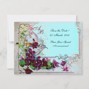 ROMANTICA  4 MONOGRAM 2 ,Blue Invitation