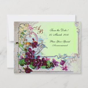 ROMANTICA  4 MONOGRAM 2  ,Green Invitation
