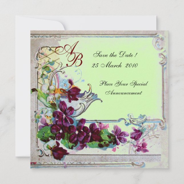 ROMANTICA  4 MONOGRAM ,Green Invitation (Front)