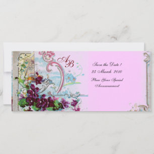 ROMANTICA  4 MONOGRAM ,Pink Invitation