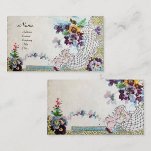 ROMANTICA Antique Flowers Pansies Floral Swırls Business Card