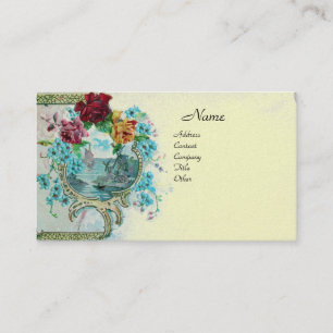 ROMANTICA Antique Flowers Roses,Floral Cream Pearl Business Card