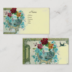 ROMANTICA Antique Flowers Roses,Floral Kraft Paper Business Card