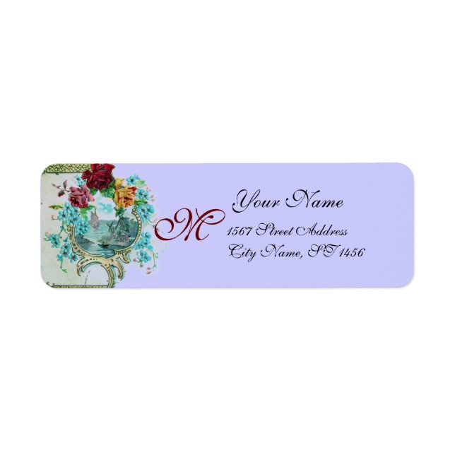 ROMANTICA /BLUE FLORAL BEACH WEDDING MONOGRAM (Front)