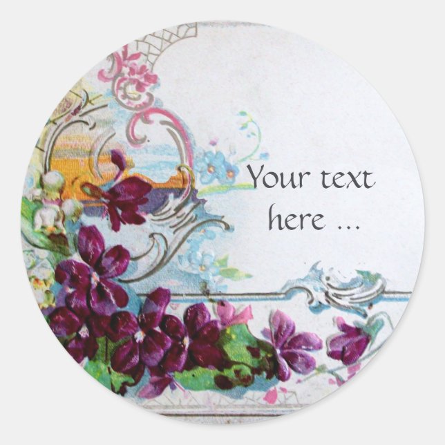 ROMANTICA /ELEGANT FLORAL /PANSIES,SNOWDROPS White Classic Round Sticker (Front)