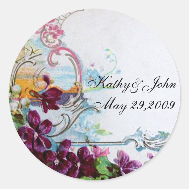 ROMANTICA /ELEGANT FLORAL /PANSIES,SNOWDROPS White Classic Round Sticker (Front)