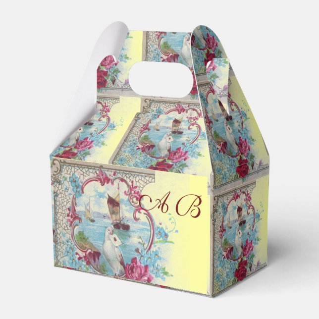ROMANTICA ELEGANT YELLOW PINK WEDDING MONOGRAM FAVOUR BOX (Front Side)