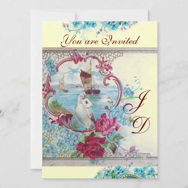 ROMANTİCA  MONOGRAM gold metallic paper Invitation (Front)