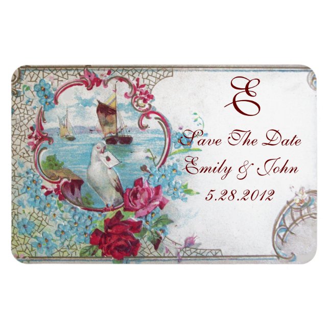 ROMANTİCA  MONOGRAM ,Save The Date Magnet (Horizontal)