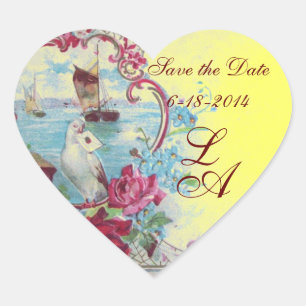ROMANTICA MONOGRAM,Save the Date,yellow Heart Sticker