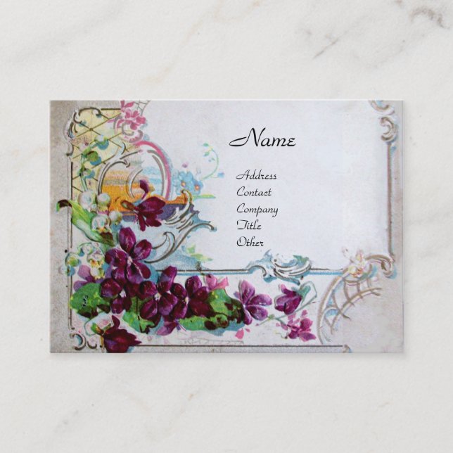 ROMANTICA Pansies,Violets,Winter Floral Basket Business Card (Front)