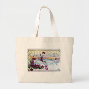 ROMANTICA Pansies,Violets,Winter Floral Large Tote Bag