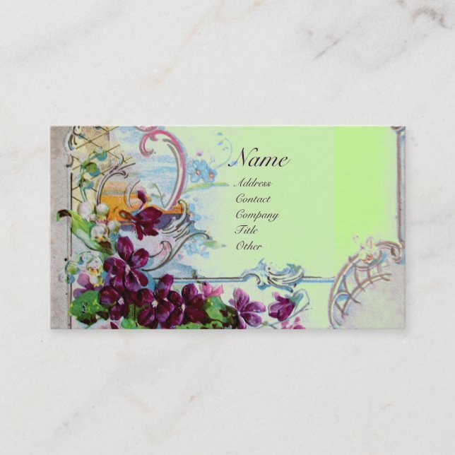 ROMANTICA Pansies,Violets,Winter Floral White Business Card (Front)