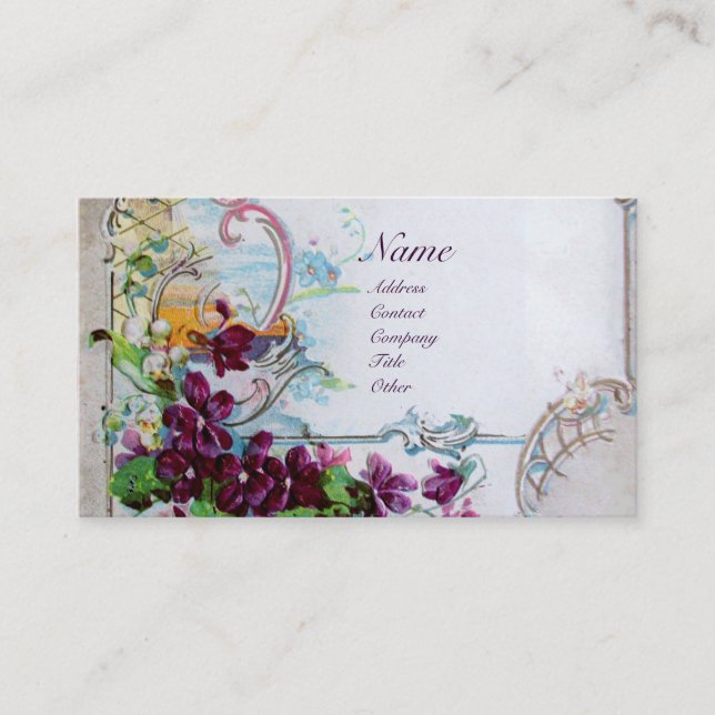 ROMANTICA Pansies,Violets,Winter Floral White Business Card (Front)
