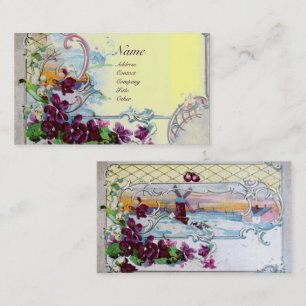 ROMANTICA Pansies,Violets,Winter Floral Yellow Business Card