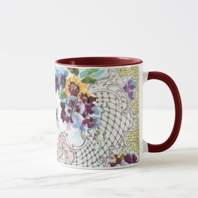 ROMANTICA Pink Blue White Wedding Floral Mug (Right)