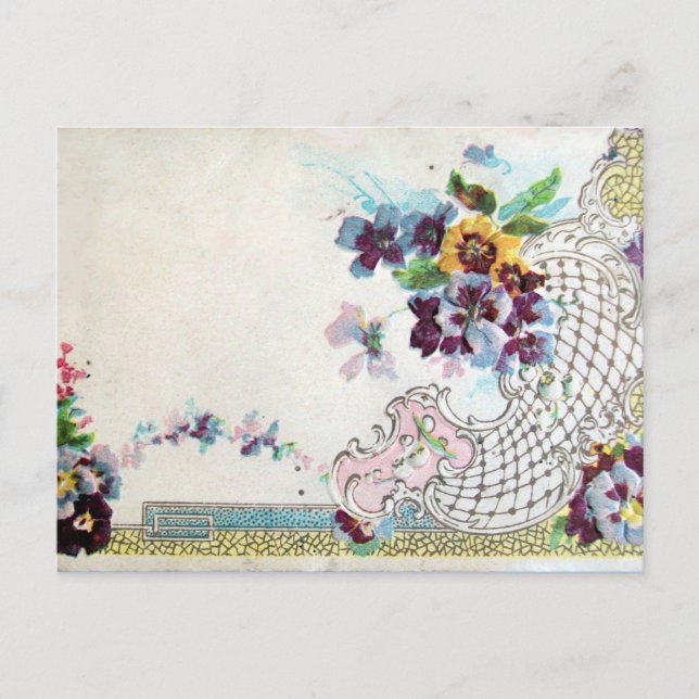 ROMANTICA Pink Blue White Wedding Floral Postcard (Front)