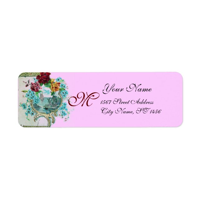 ROMANTICA PINK LILAC FLORAL BEACH WEDDING MONOGRAM (Front)