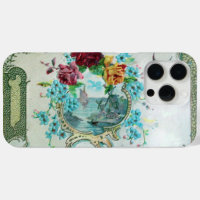 ROMANTICA /ROSES,BLUE FLOWERS WITH BIRD White