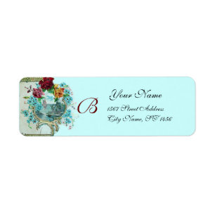ROMANTICA TEAL BLUE FLORAL BEACH WEDDING MONOGRAM