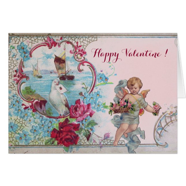ROMANTICA /VALENTINE CUPID GATHERING PINK ROSES (Front Horizontal)