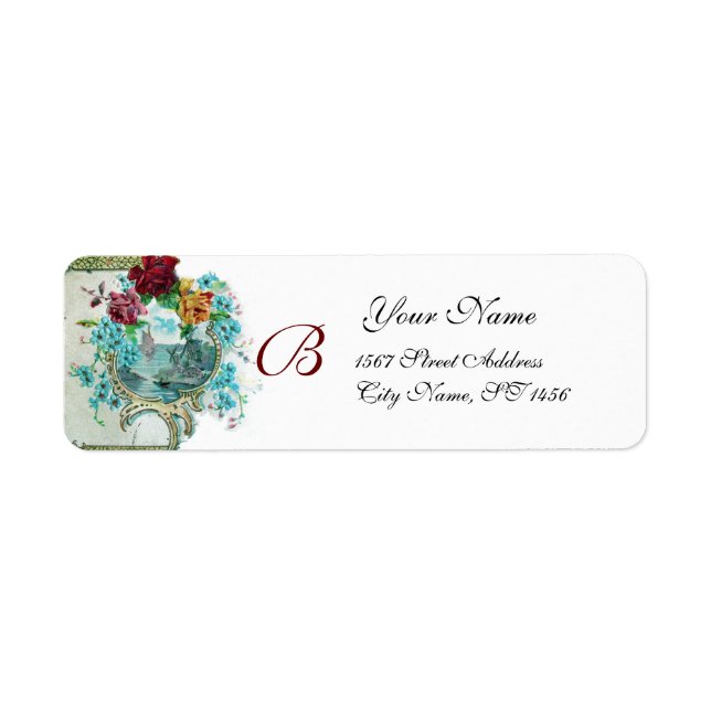 ROMANTICA WHITE BLUE FLORAL BEACH WEDDING MONOGRAM (Front)
