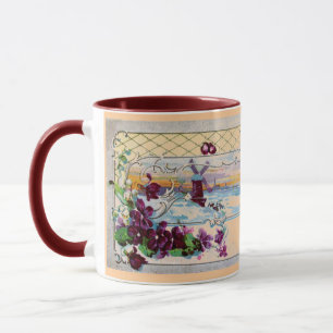 ROMANTICA Winter Landscape,Pansies,Floral Swirls Mug