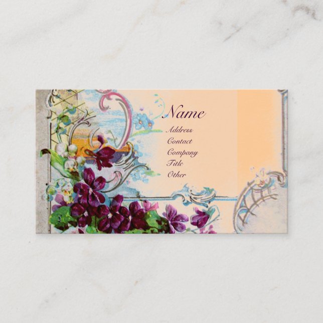 ROMANTICA Winter Landscape,Pansies White Pink Business Card (Front)