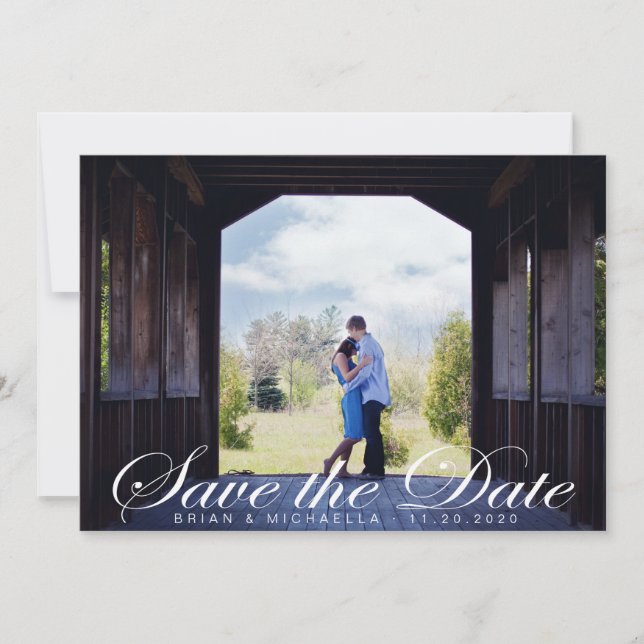 Romantically Elegant Script ⎥ Photo Save The Date (Front)