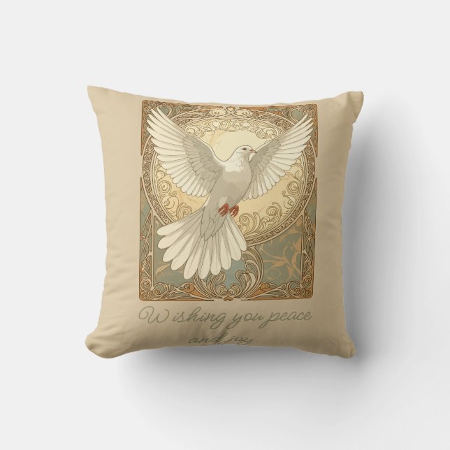 Romantically Nostalgic Peace Dove Greeting Card Cushion (Front)