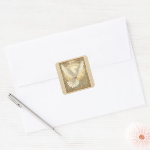 Romantically Nostalgic Peace Dove Greeting Card Square Sticker
