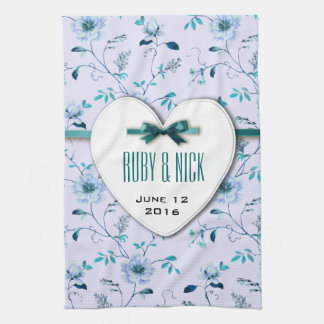 RomanticCharm vintage floral wedding collection Tea Towel