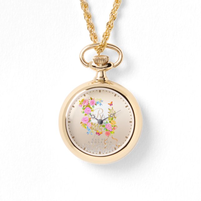 Romantics Blooming Garden Monogram Beige Watch (Front)