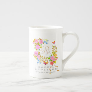 Romantics Blooming Garden Monogram Bone China Mug