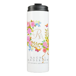 Romantics Blooming Garden Monogram  Thermal Tumbler